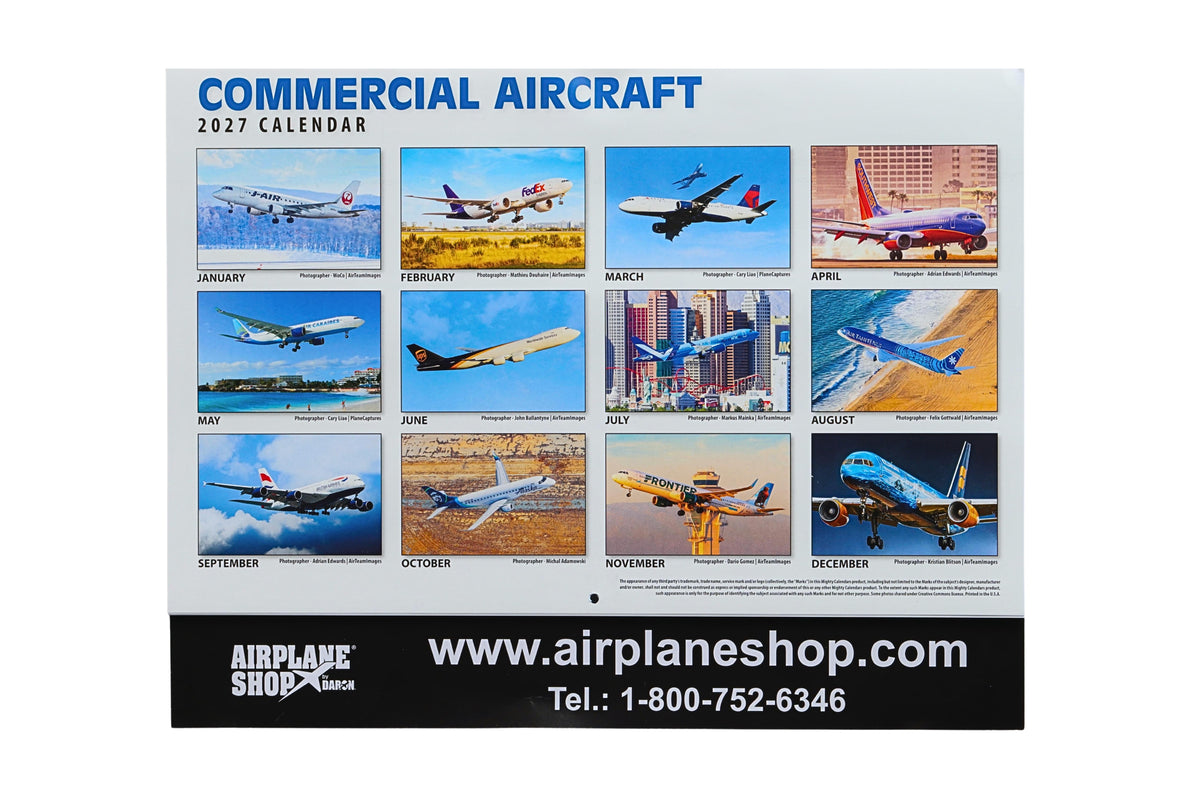 MIGHTY CALENDARS 2027 COMMERCIAL CALENDAR AIRPLANE SHOP
