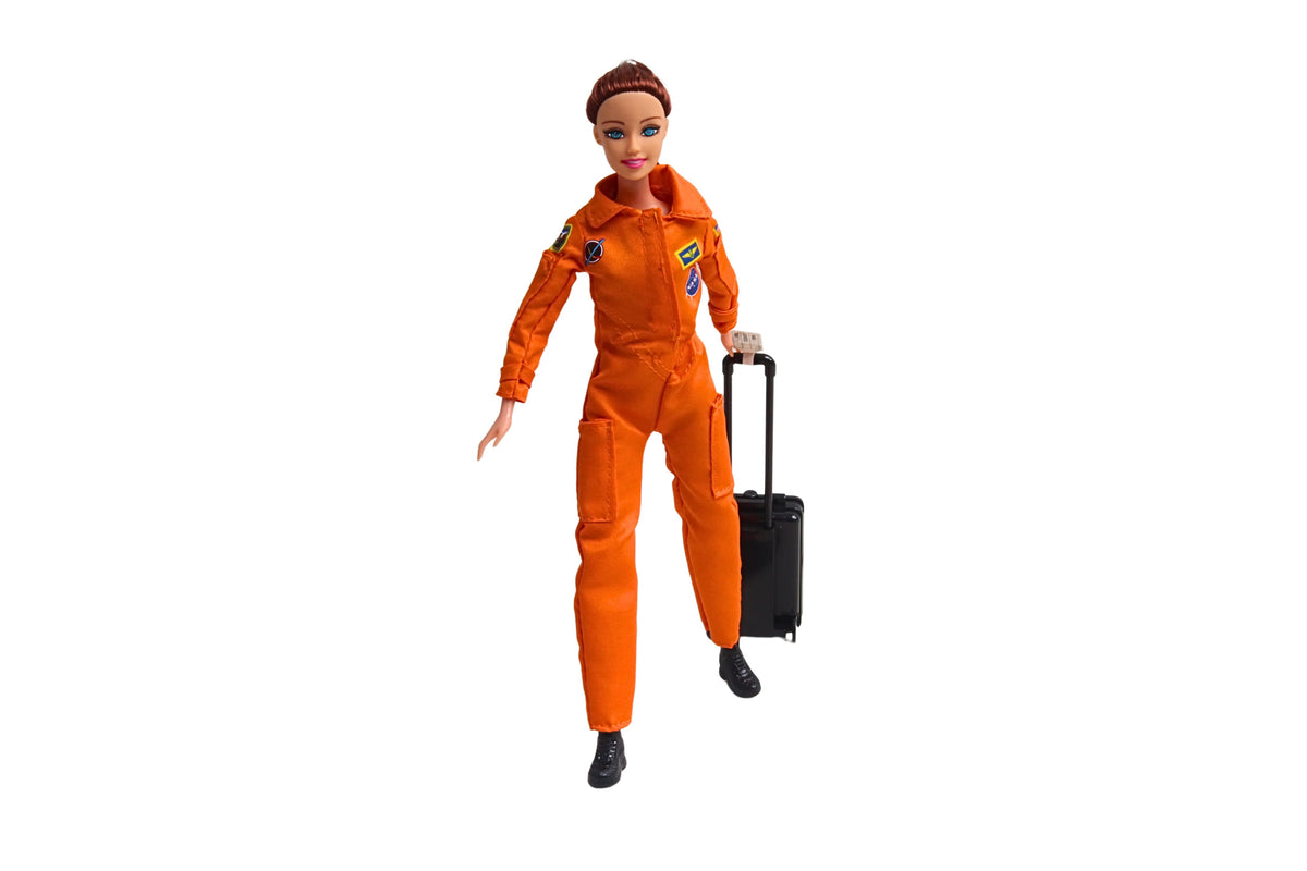 ASTRONAUT DOLL (FEMALE) IN ORANGE SUIT (BOX) The Airplane Shop.