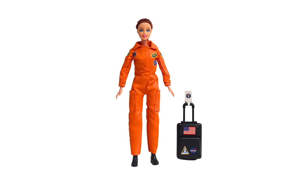 ASTRONAUT DOLL (FEMALE) IN ORANGE SUIT (BOX) The Airplane Shop.