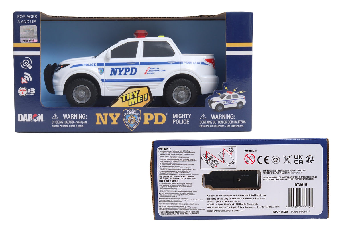 NYPD MIGHTY POLICE CAR W/LIGHT & SOUND The Airplane Shop.