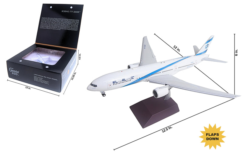 GEMINI EL AL 777-200ER 1/200 REG#4X-ECB FLAPS DOWN (**) The Airplane Shop.