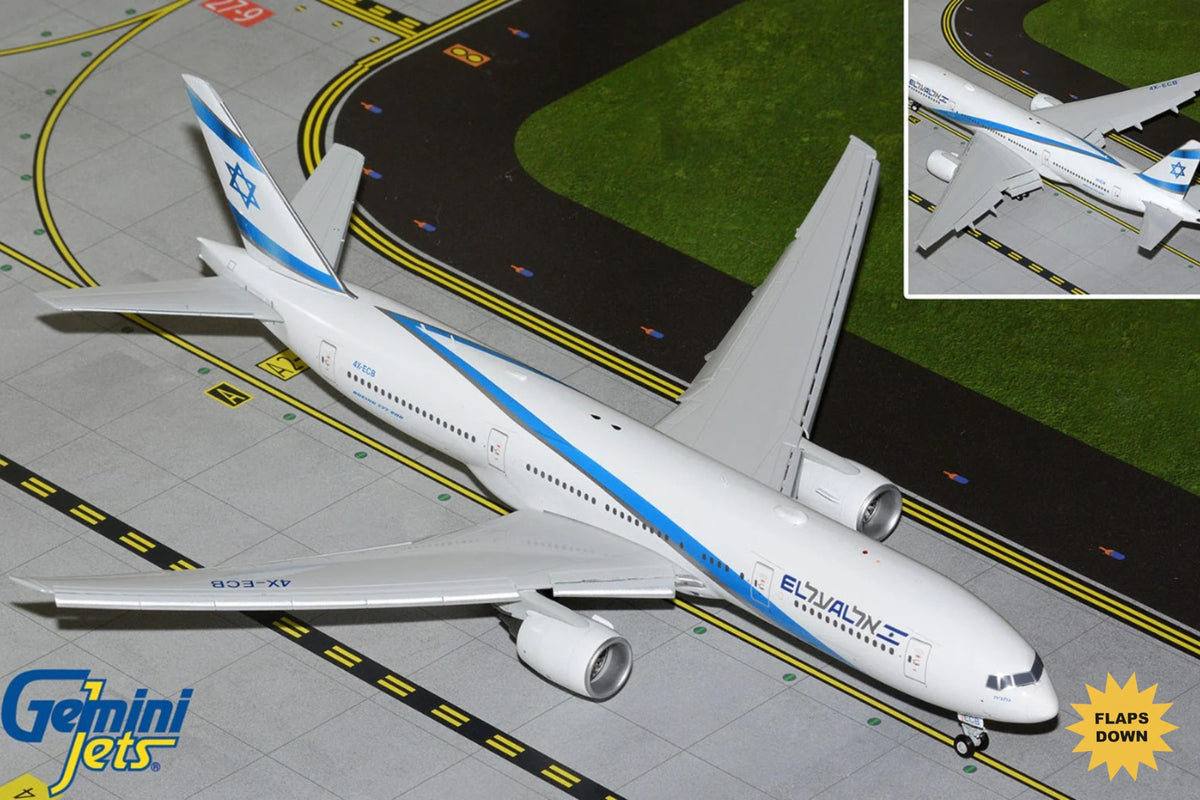 GEMINI EL AL 777-200ER 1/200 REG#4X-ECB FLAPS DOWN (**) The Airplane Shop.
