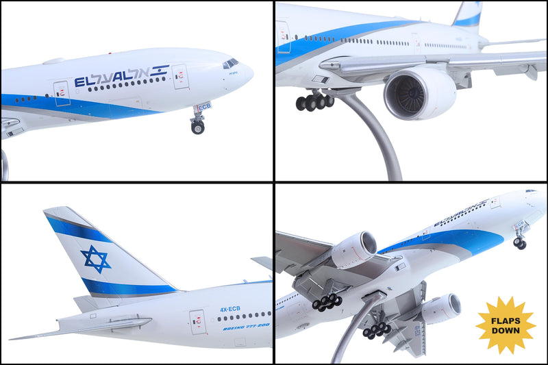 GEMINI EL AL 777-200ER 1/200 REG#4X-ECB FLAPS DOWN (**) The Airplane Shop.