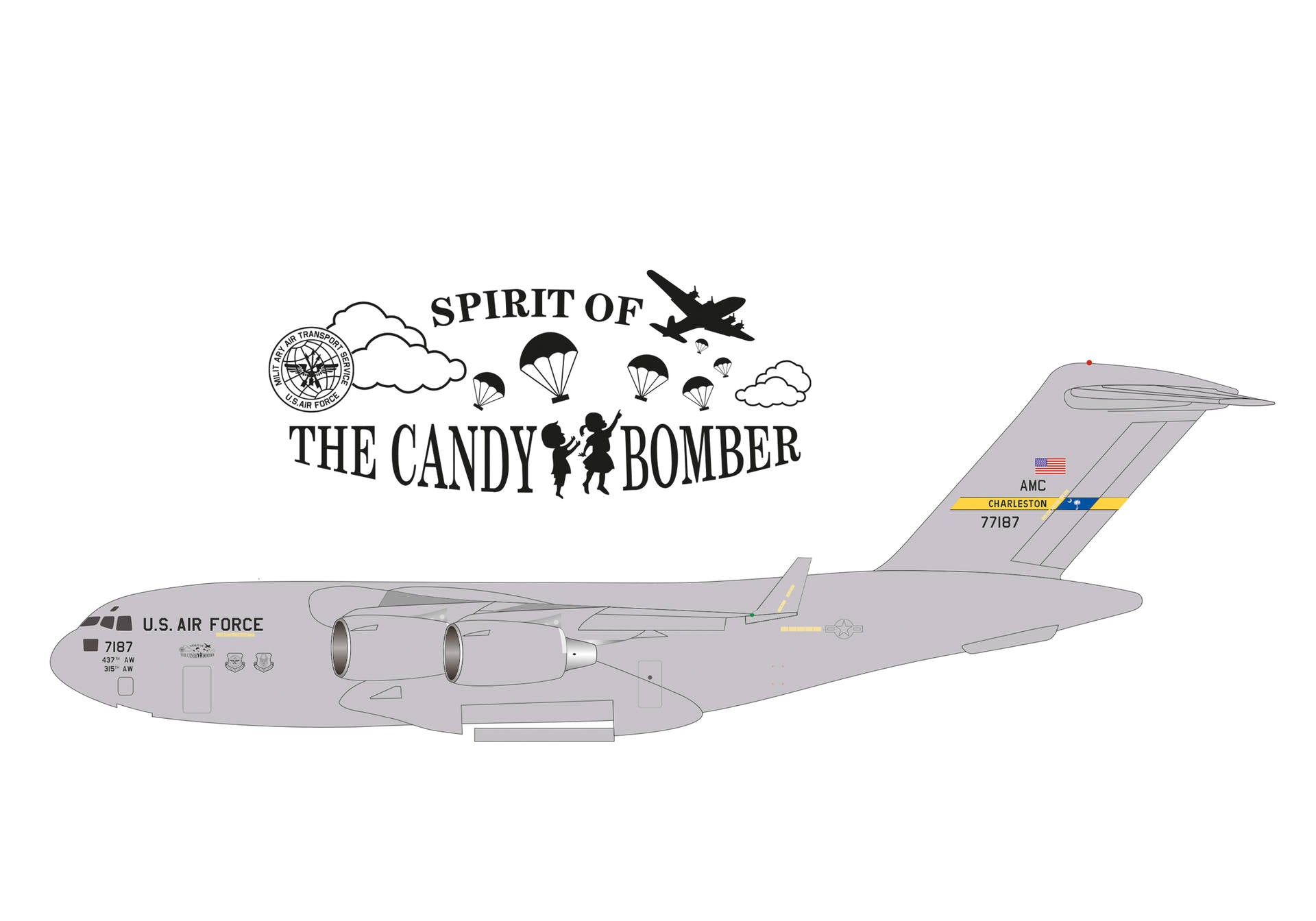 HERPA USAF C-17A 1/500 437TH AW SPIRIT OF THE CANDY BOMBER