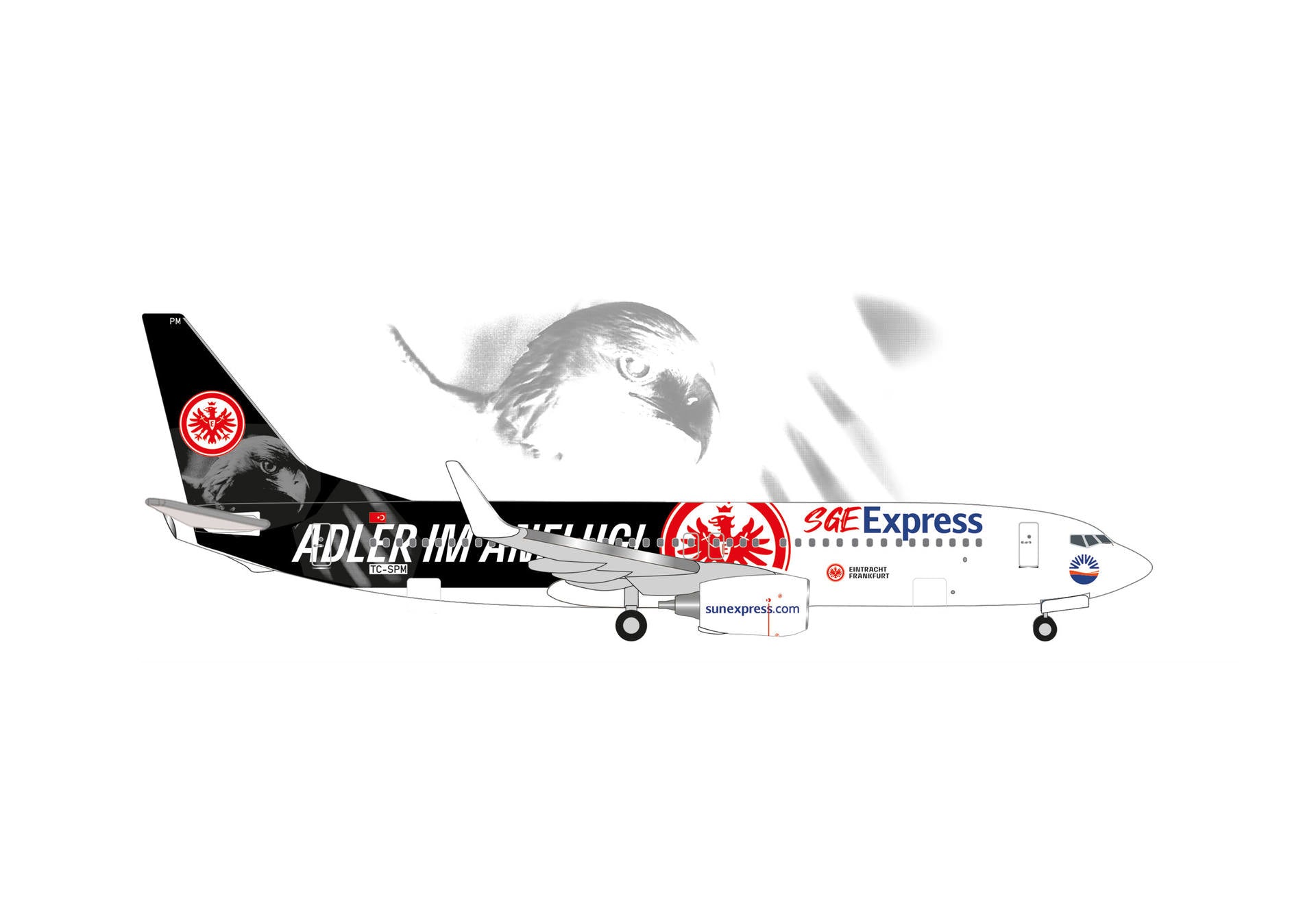 HERPA SUN EXPRESS 737-800 1/500 EINTRACHT FRANKFURT ADLER