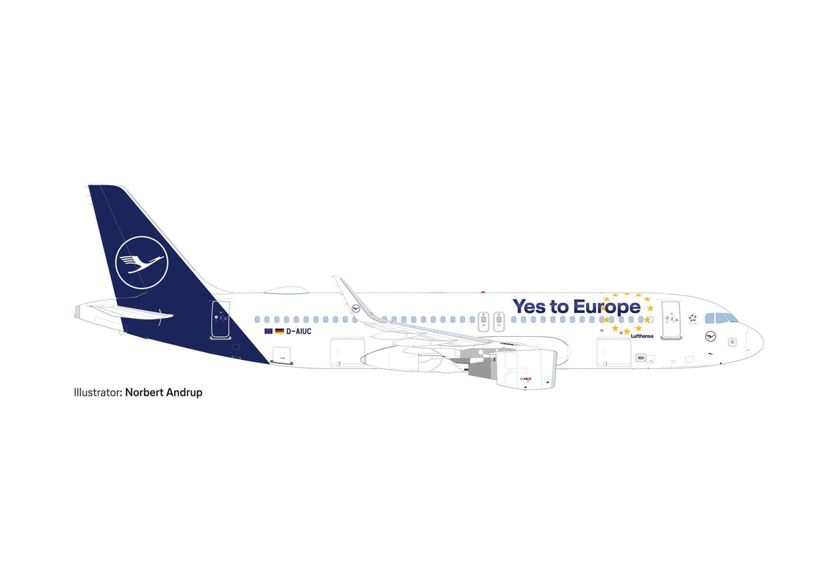 HERPA LUFTHANSA A320 1/500 YES TO EUROPE (**) The Airplane Shop.