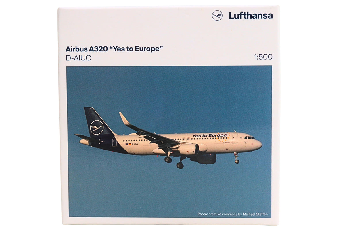 HERPA LUFTHANSA A320 1/500 YES TO EUROPE (**) The Airplane Shop.