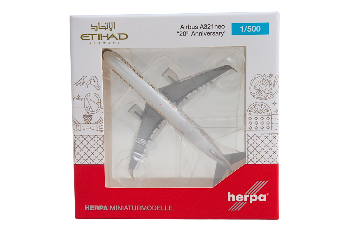 HERPA ETIHAD A321NEO 1/500 20TH ANNIVERSARY (**) The Airplane Shop.