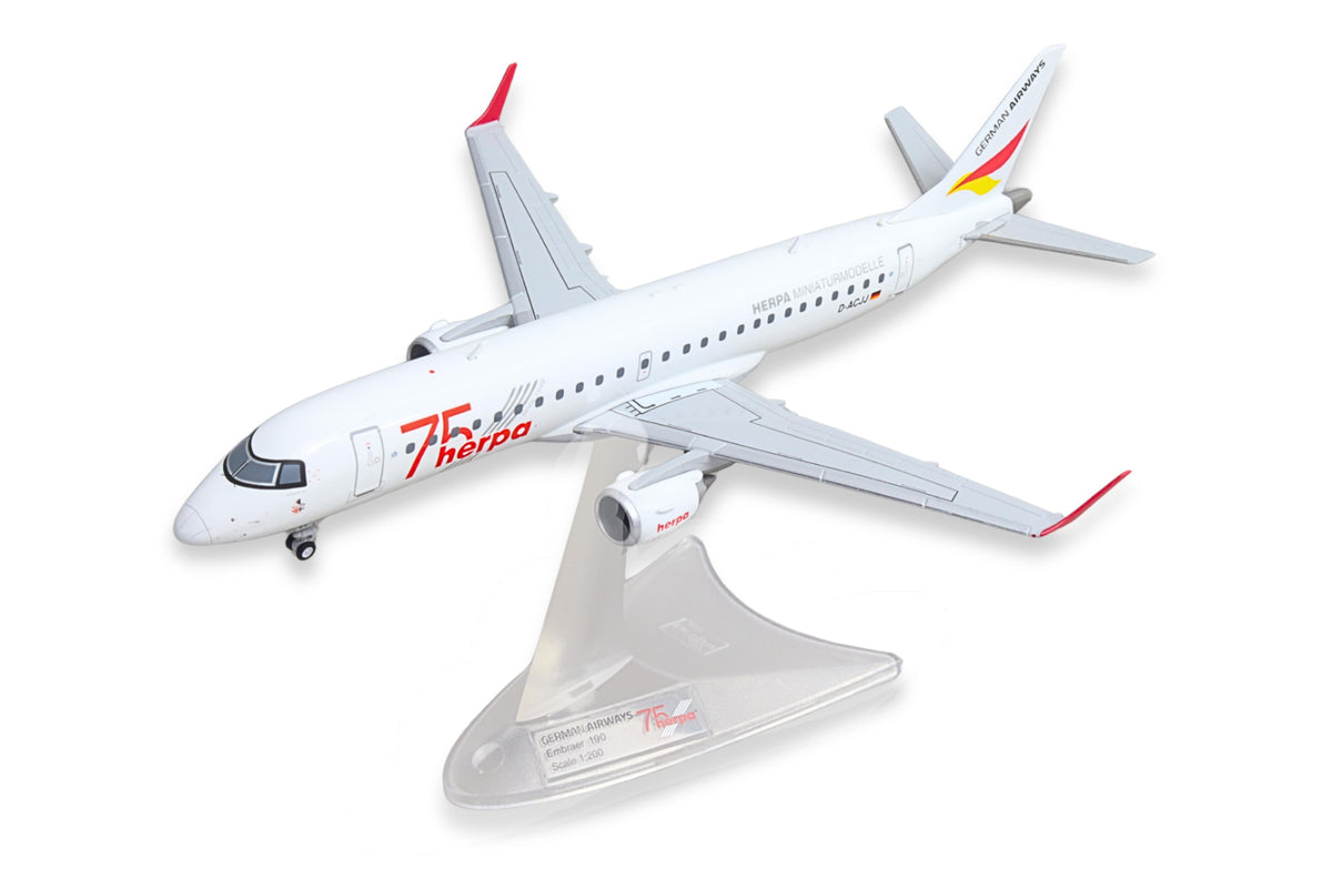 HERPA GERMAN AIRWAYS E190 1/200 HERPA 75 YEARS (**) The Airplane Shop.