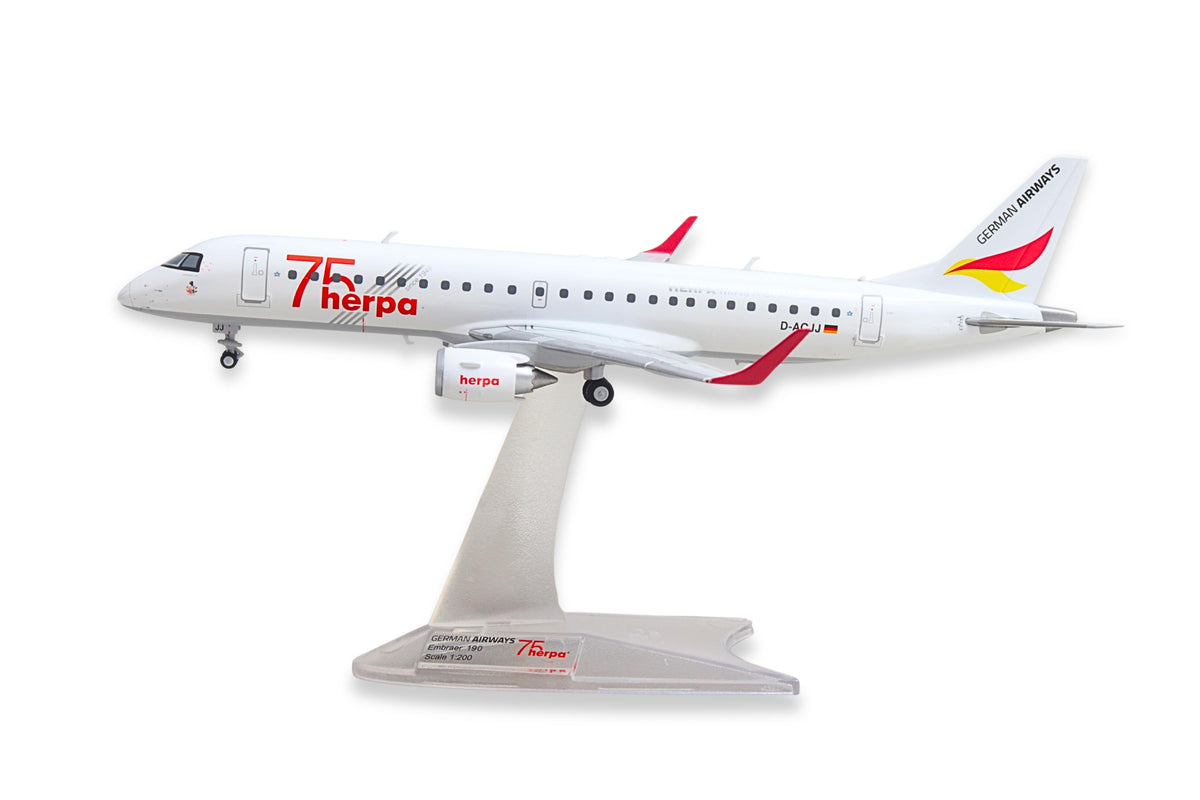 HERPA GERMAN AIRWAYS E190 1/200 HERPA 75 YEARS (**) The Airplane Shop.