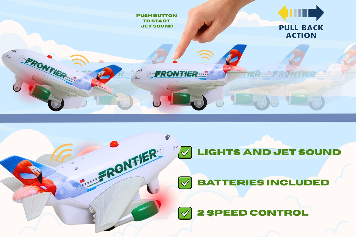 FRONTIER PULLBACK W/LIGHT & SOUND FLO THE FLAMINGO The Airplane Shop.