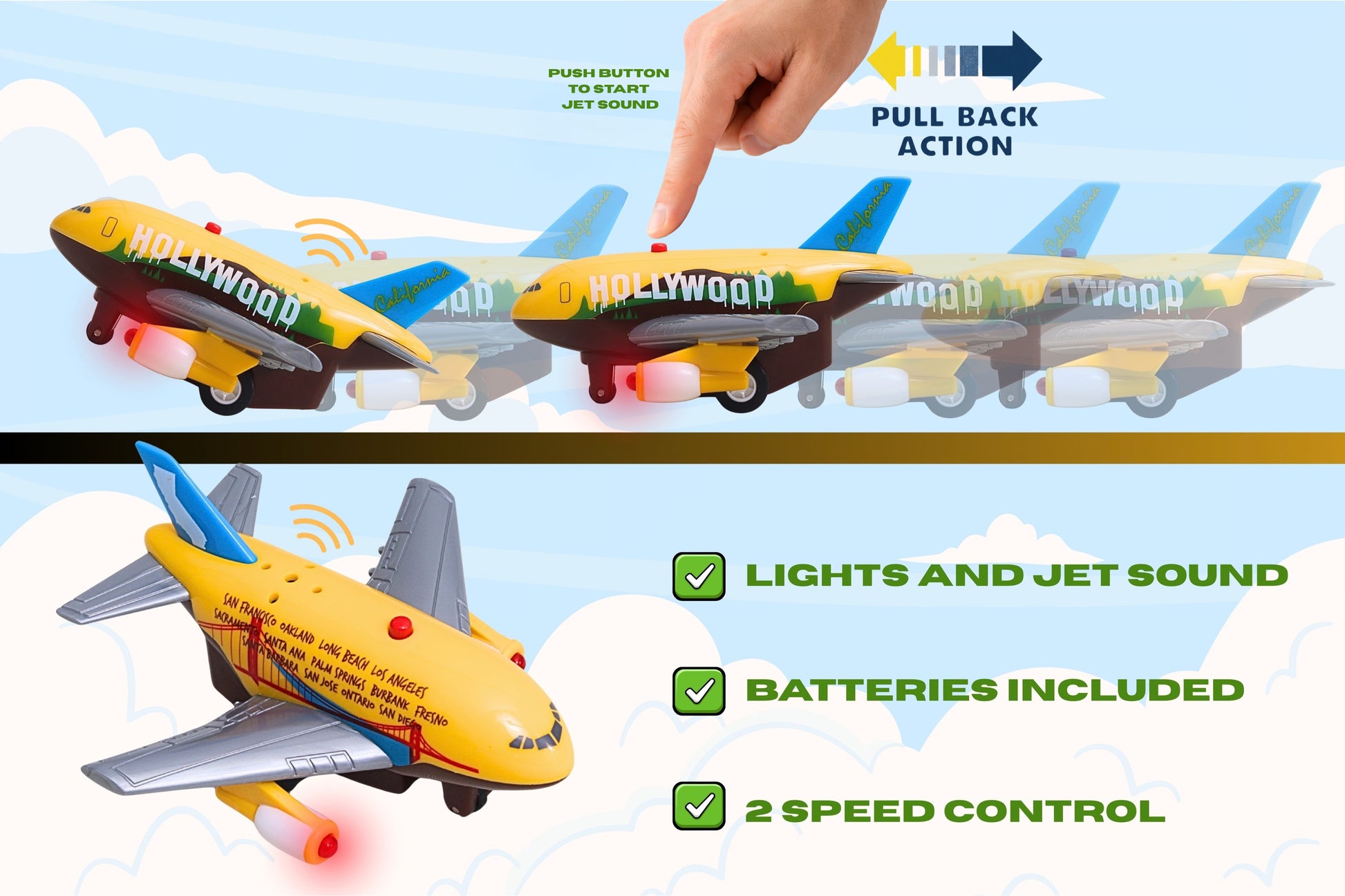 CALIFORNIA PULLBACK W/LIGHT & SOUND The Airplane Shop.