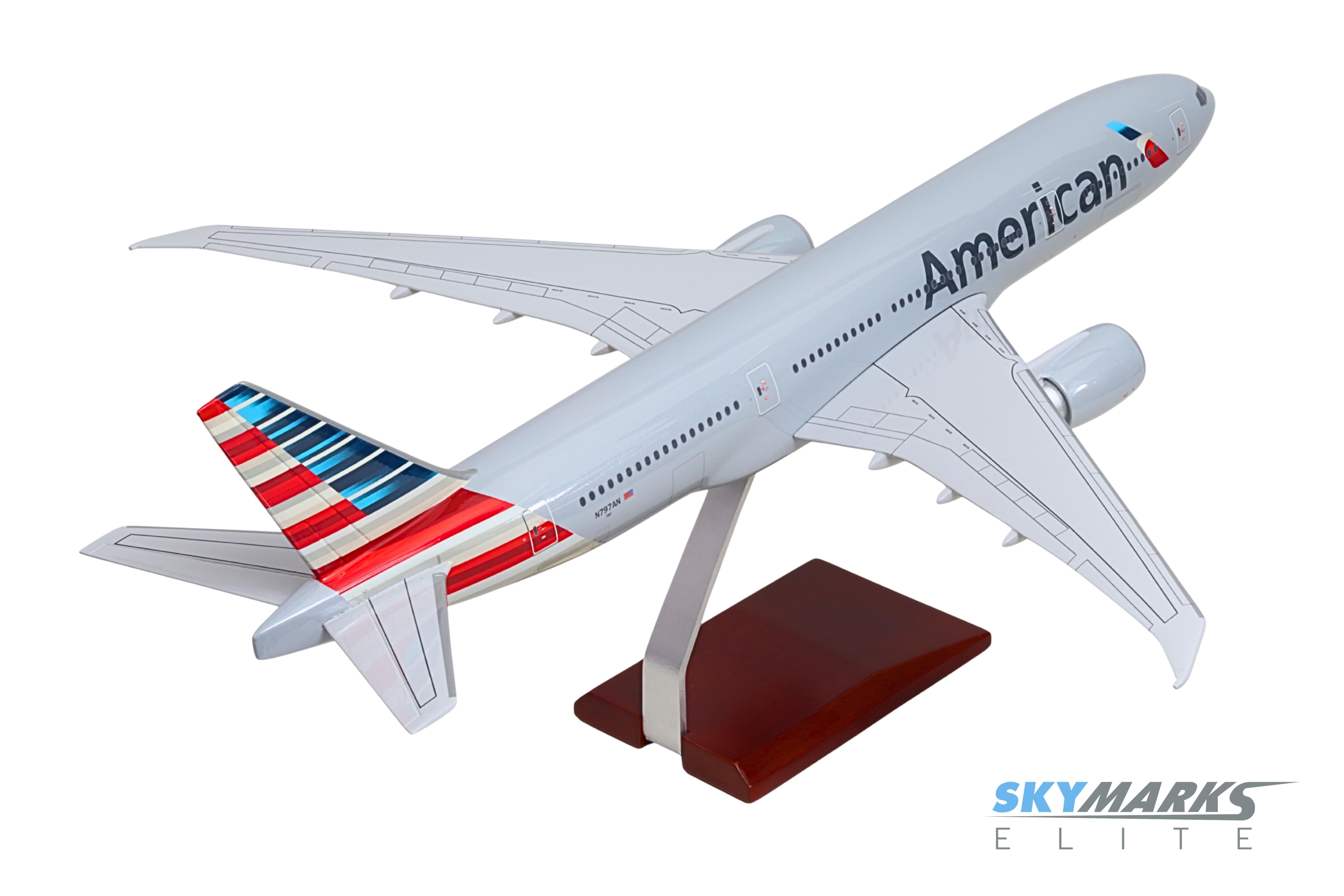 SKYMARKS ELITE AMERICAN 777-200 1/100 The Airplane Shop.