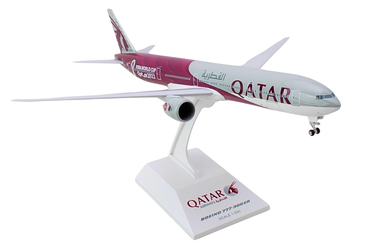 SKYMARKS QATAR 777-300 1/200 SOCCER W/GEAR (**) The Airplane Shop.