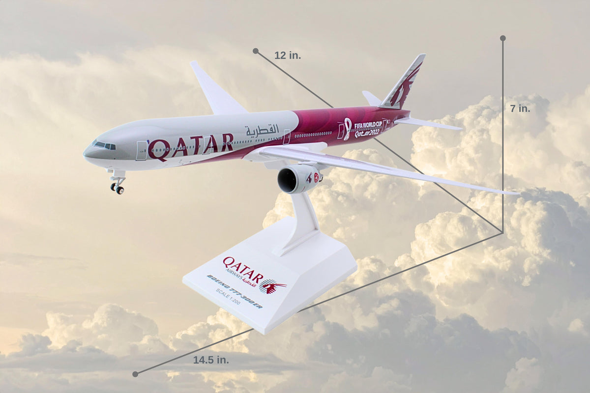 SKYMARKS QATAR 777-300 1/200 SOCCER W/GEAR (**) The Airplane Shop.