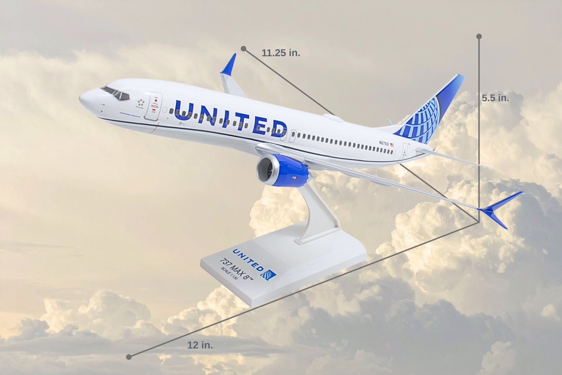 SKYMARKS UNITED 737MAX8 1/130 The Airplane Shop.