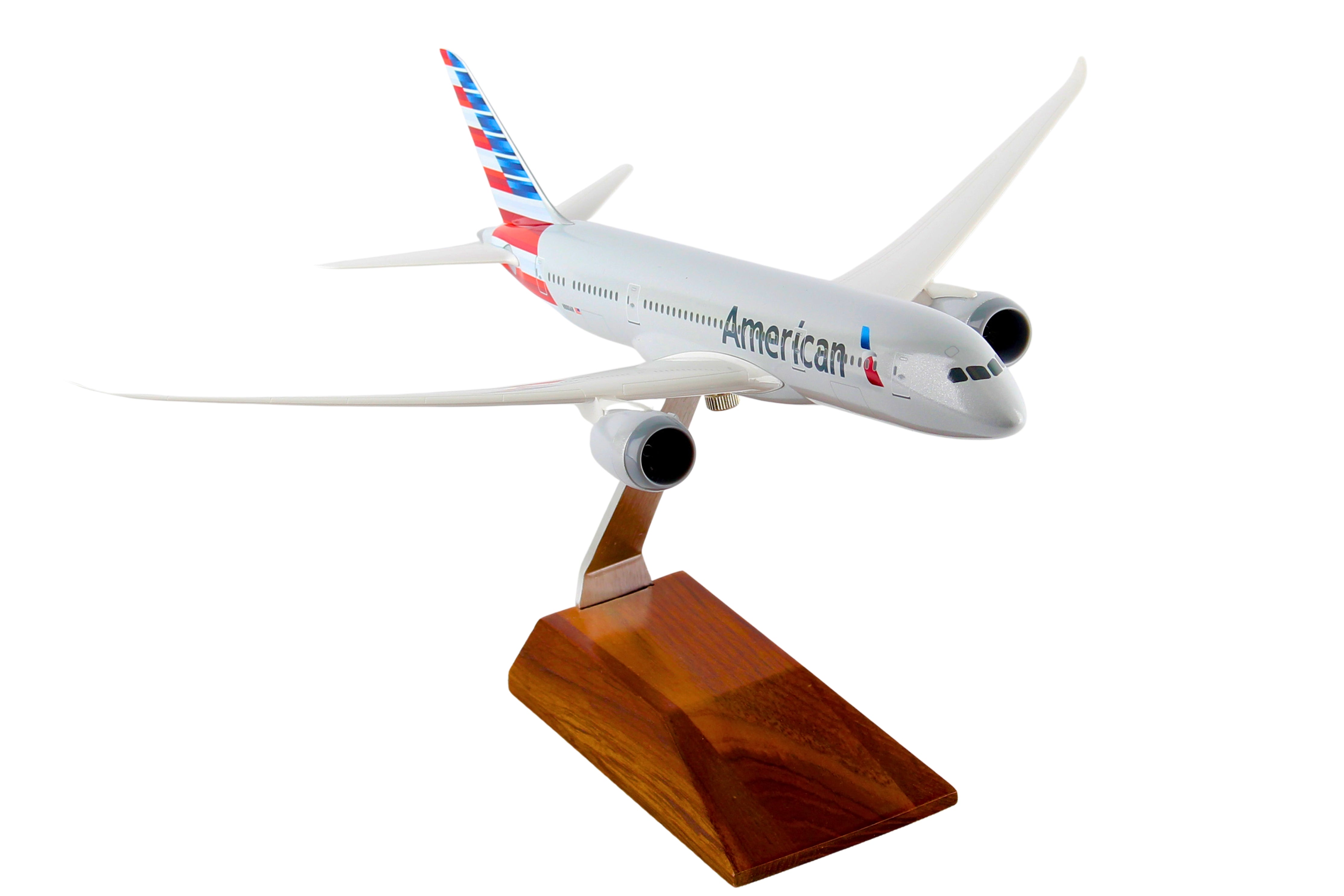 SKYMARKS AMERICAN 787-8 1/200 W/WOOD STAND