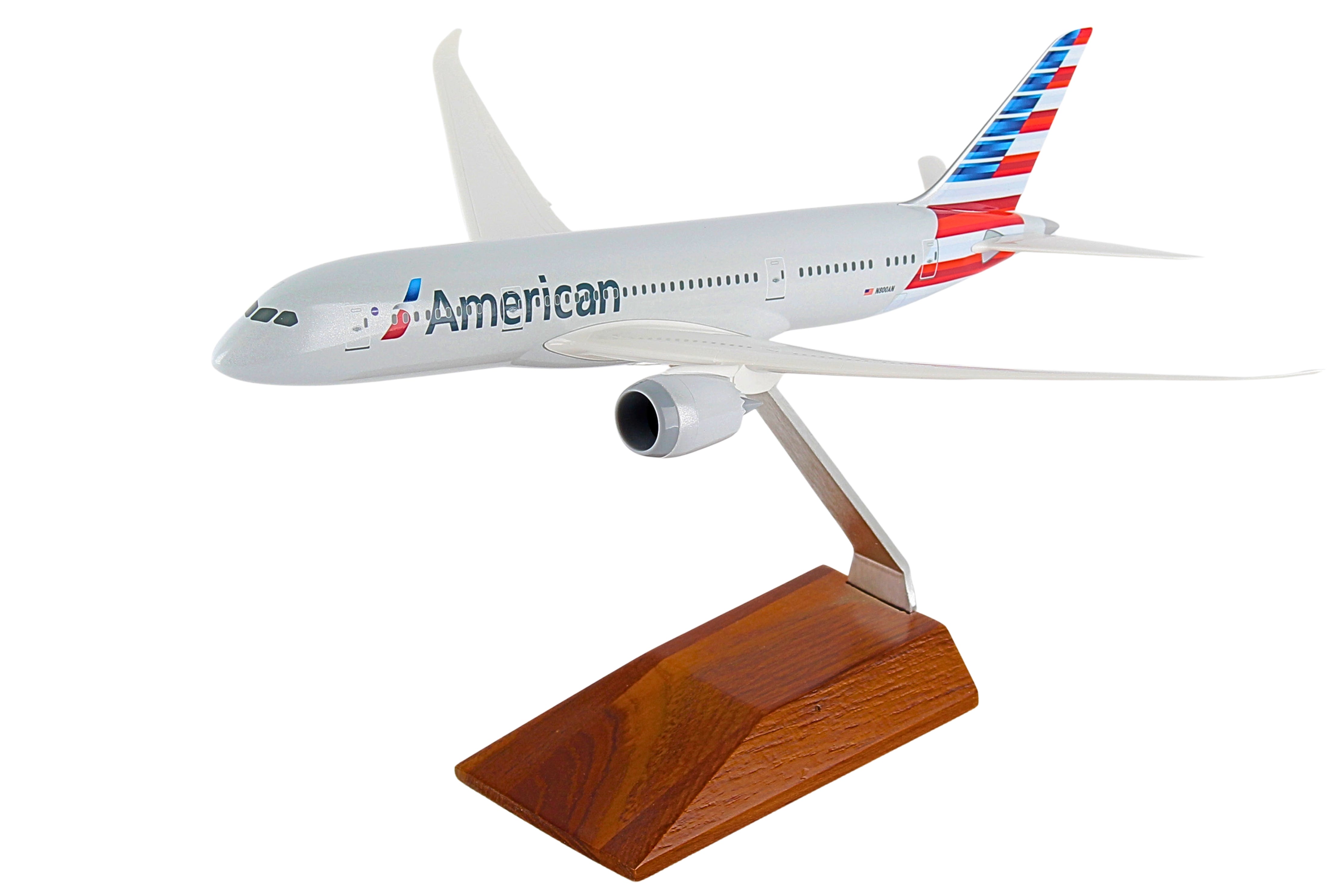 SKYMARKS AMERICAN 787-8 1/200 W/WOOD STAND