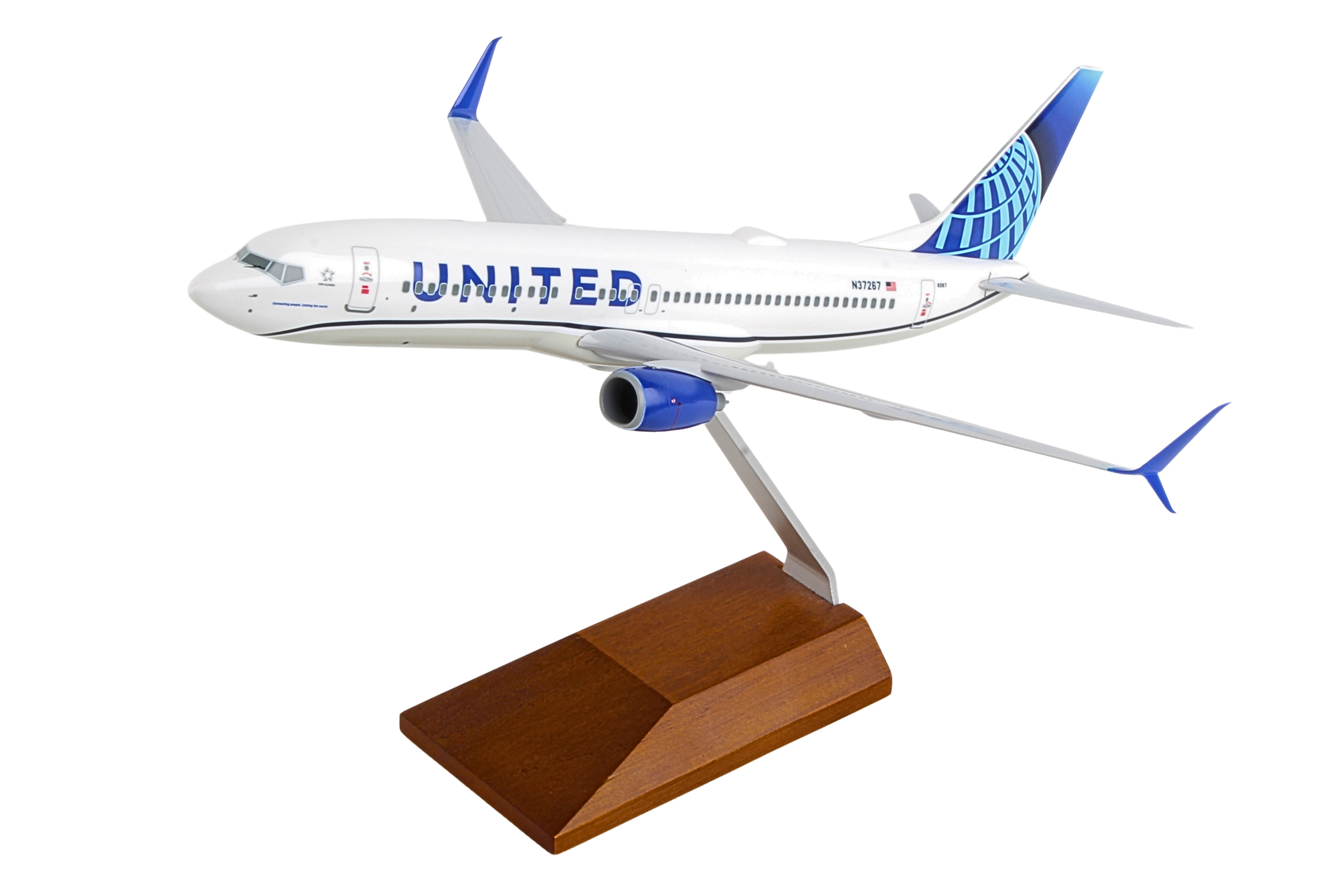 SKYMARKS UNITED 737-800 1/130 W/WOOD STAND 2019 NEW LIVERY