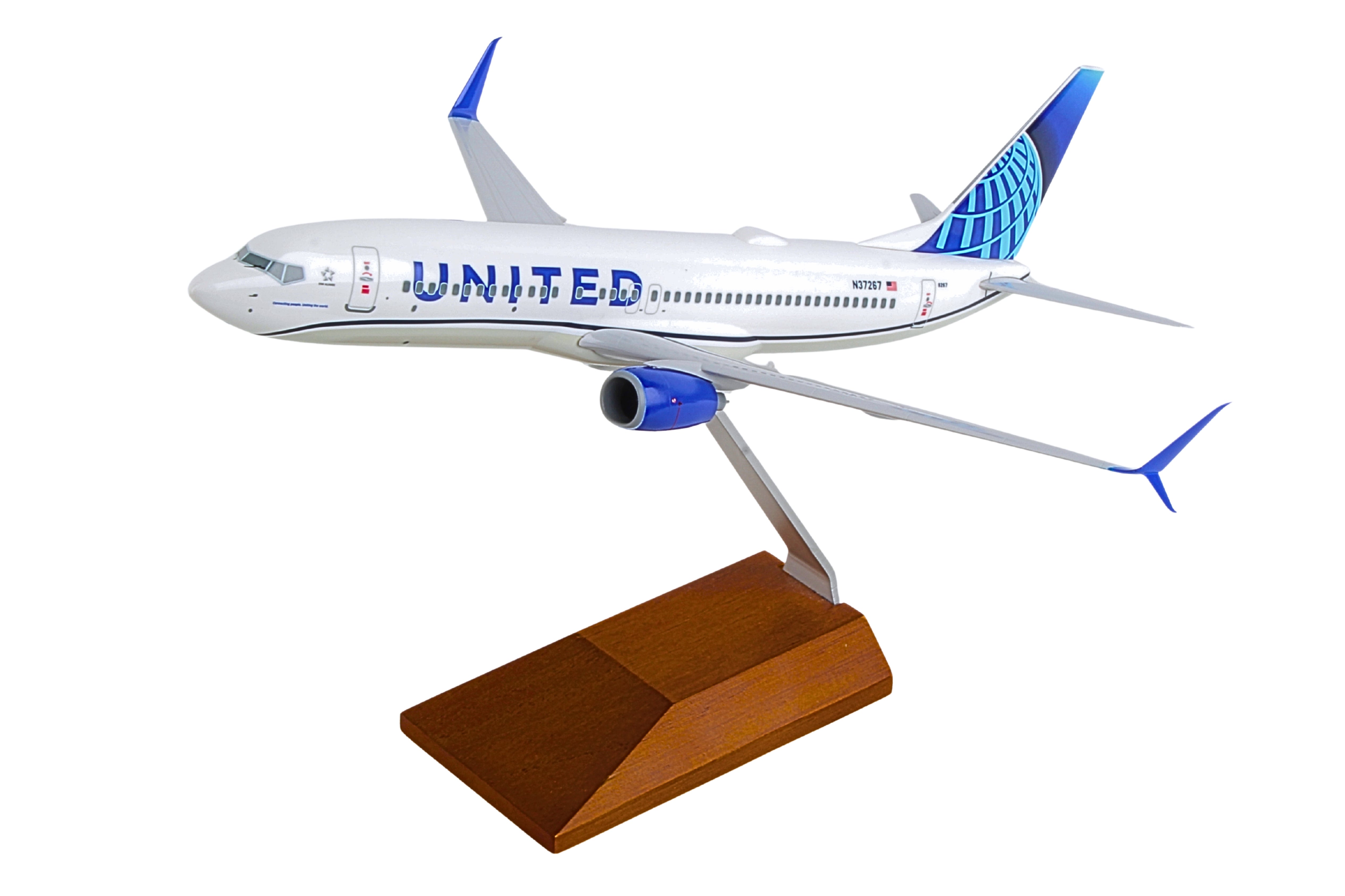 SKYMARKS UNITED 737-800 1/130 W/WOOD STAND 2019 NEW LIVERY