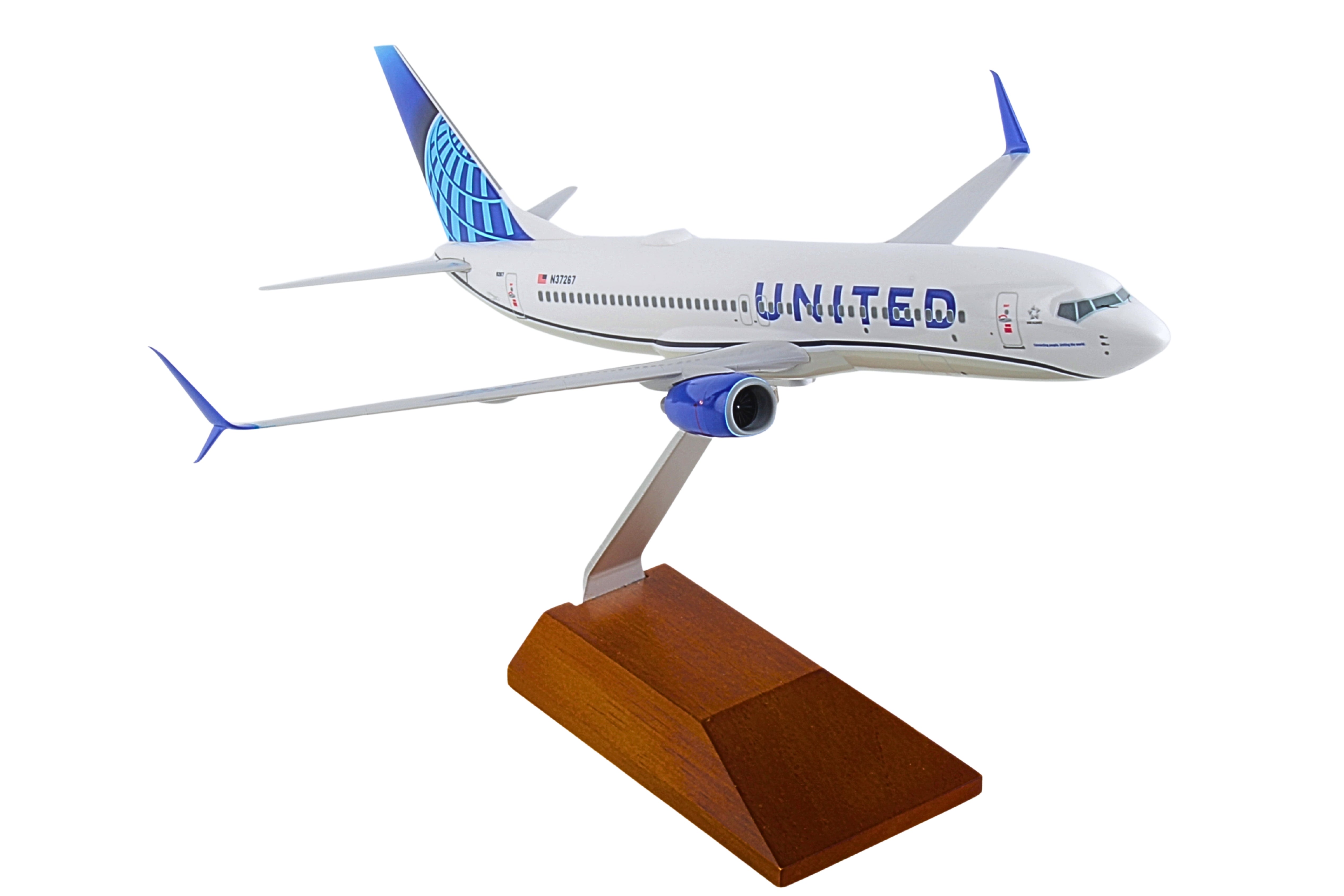 SKYMARKS UNITED 737-800 1/130 W/WOOD STAND 2019 NEW LIVERY