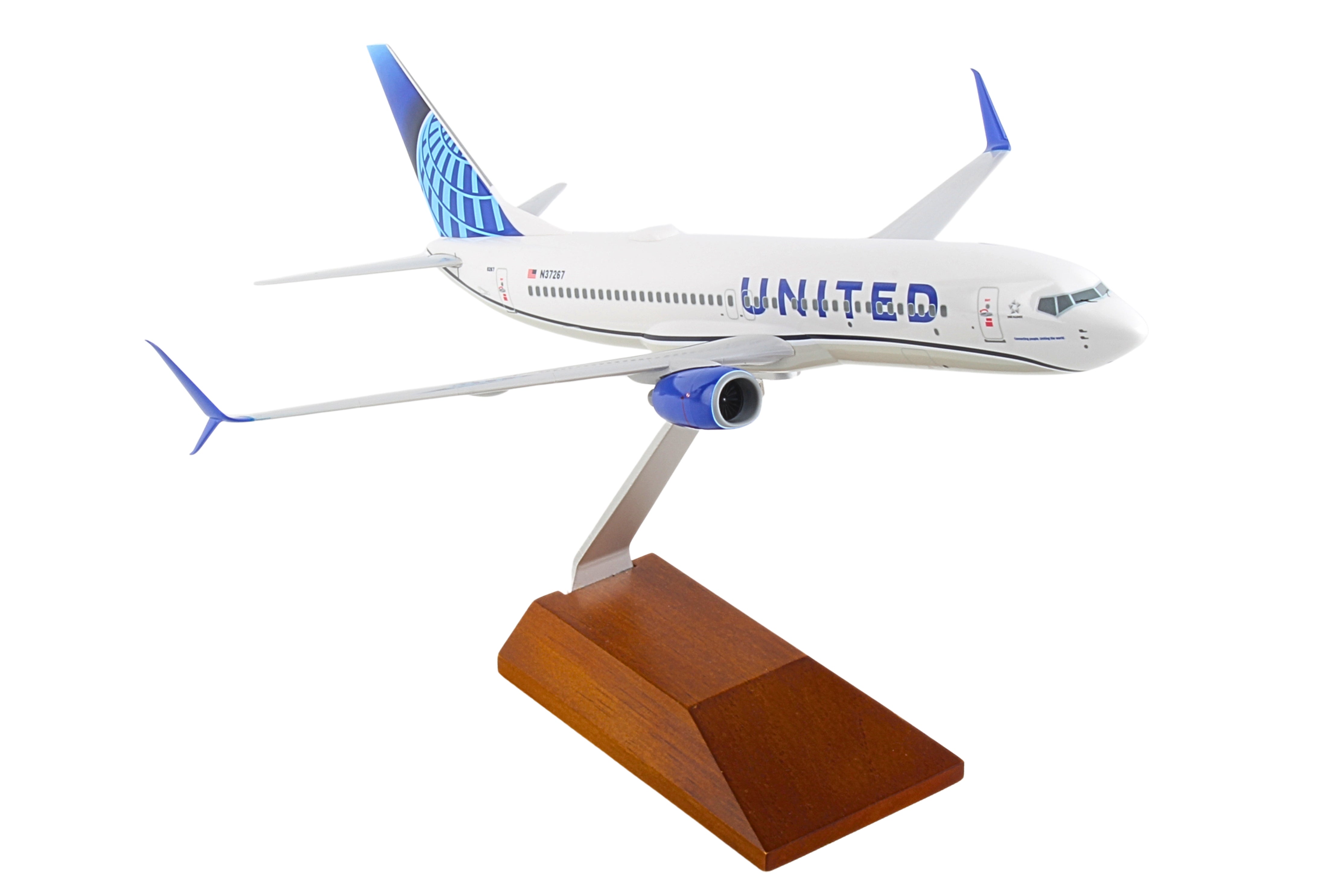 SKYMARKS UNITED 737-800 1/130 W/WOOD STAND 2019 NEW LIVERY