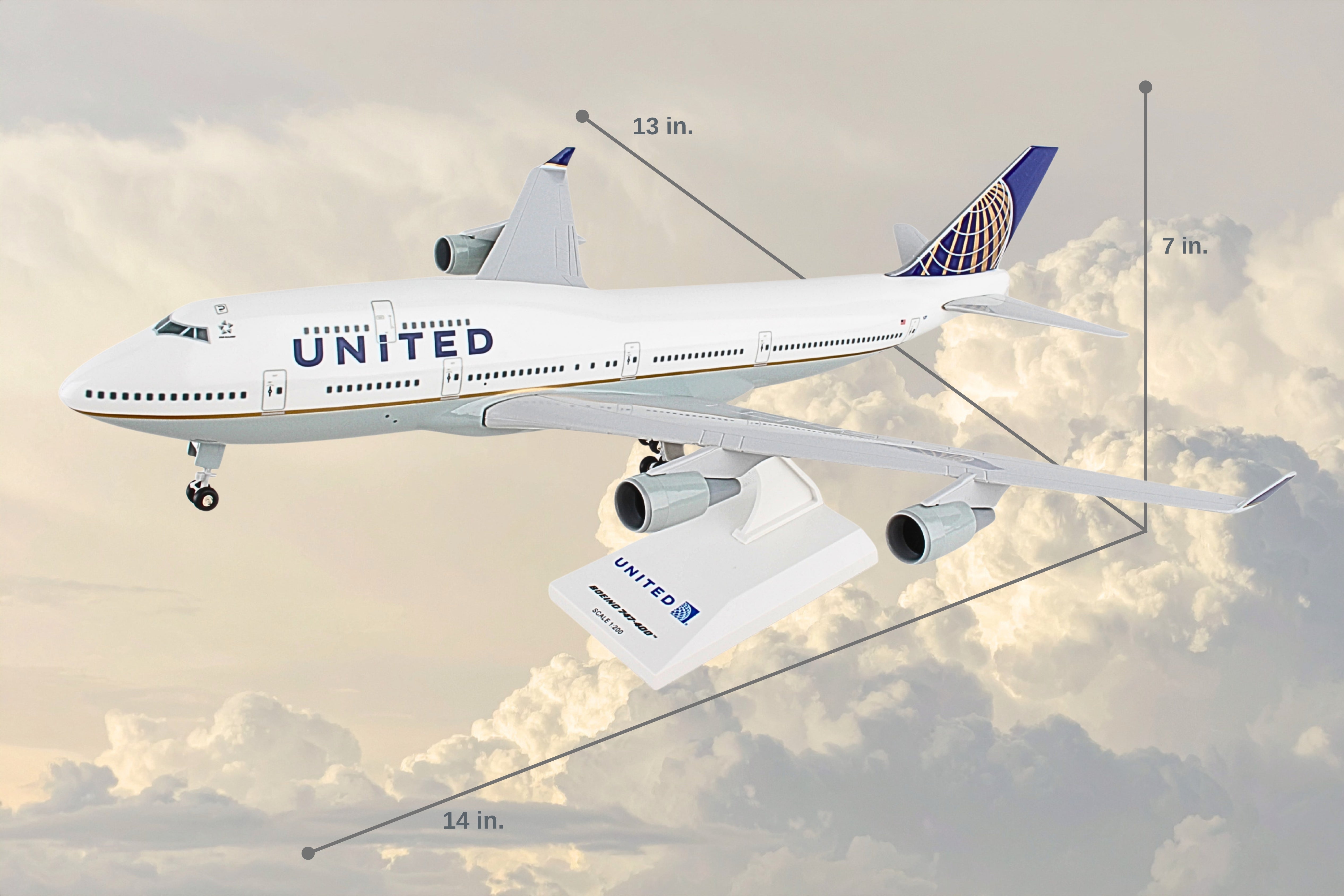 SKYMARKS UNITED 747-400 1/200 W/GEAR The Airplane Shop.