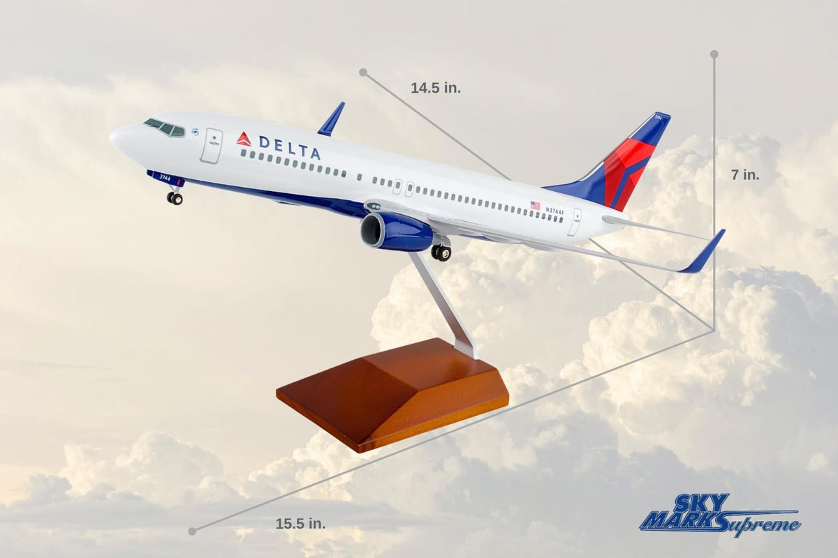 SKYMARKS DELTA 737-800 1/100 W/GEAR & WOOD STAND The Airplane Shop.