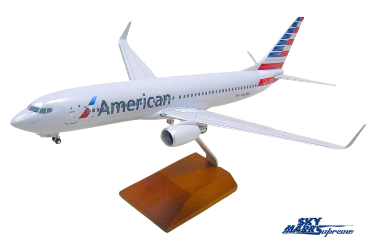 SKYMARKS AMERICAN 737-800 1/100 NEW LIVERY W/WOOD STAND&GEAR The Airplane Shop.