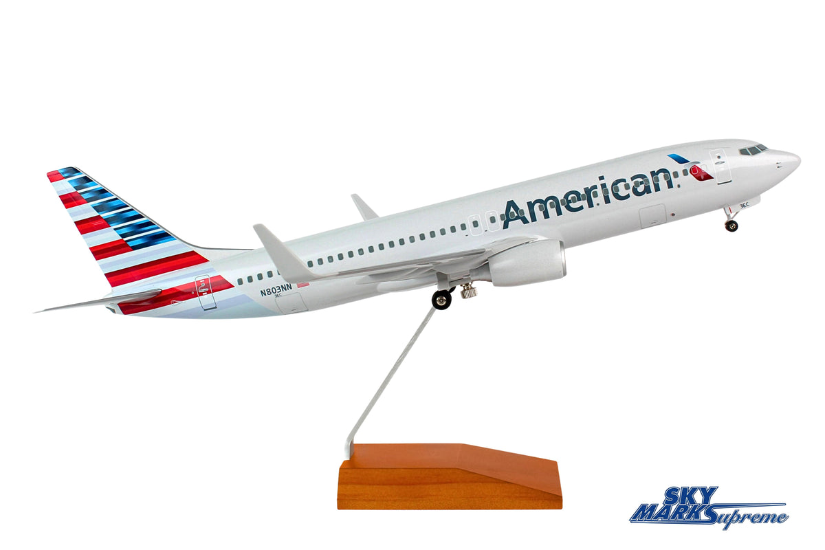 SKYMARKS AMERICAN 737-800 1/100 NEW LIVERY W/WOOD STAND&GEAR The Airplane Shop.