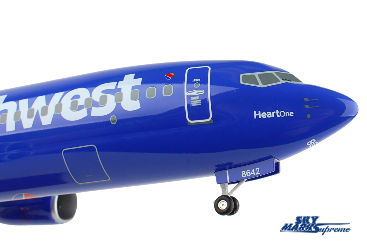 SKYMARKS SOUTHWEST 737-800 1/100 W/GEAR & WOOD STAND HEART The Airplane Shop.