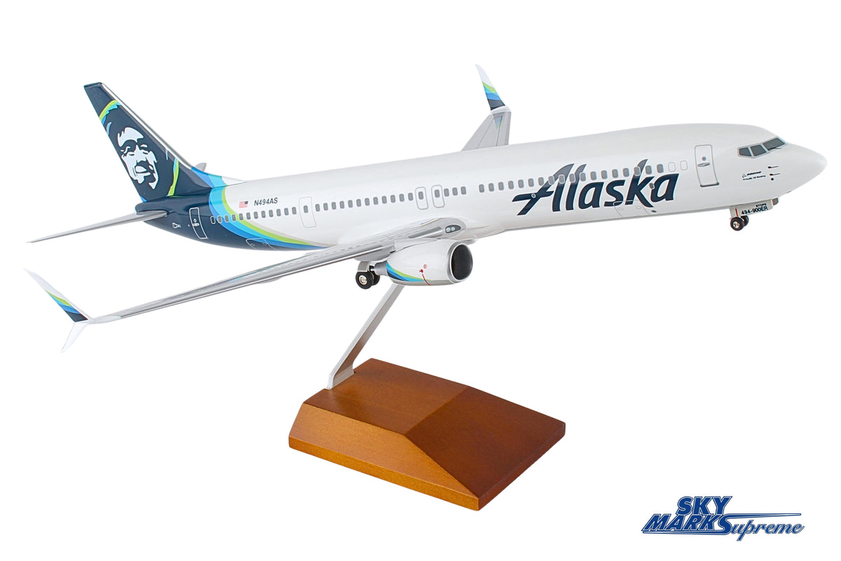 SKYMARKS ALASKA 737-900 1/100 W/WOOD STAND & GEAR The Airplane Shop.