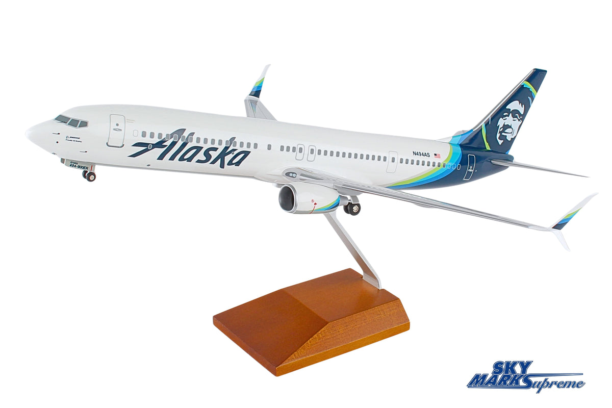 SKYMARKS ALASKA 737-900 1/100 W/WOOD STAND & GEAR The Airplane Shop.