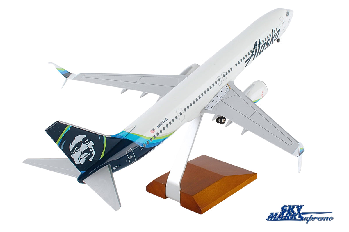 SKYMARKS ALASKA 737-900 1/100 W/WOOD STAND & GEAR The Airplane Shop.