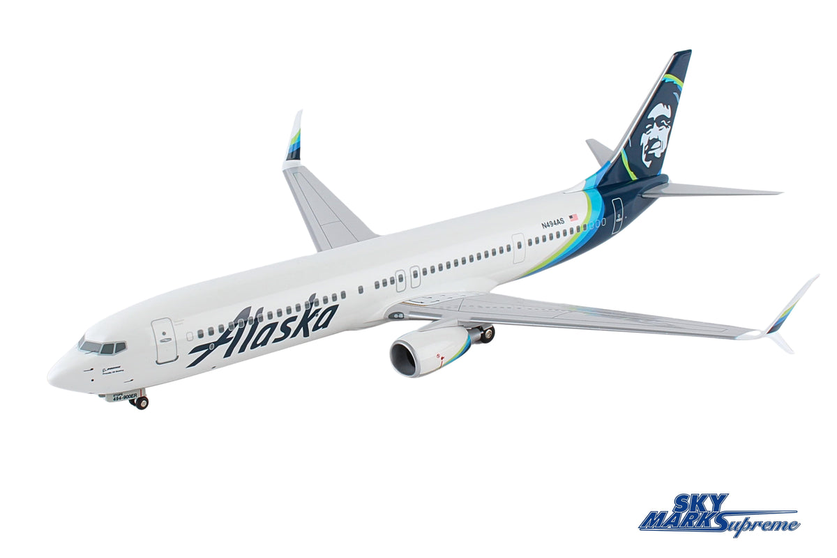 SKYMARKS ALASKA 737-900 1/100 W/WOOD STAND & GEAR The Airplane Shop.