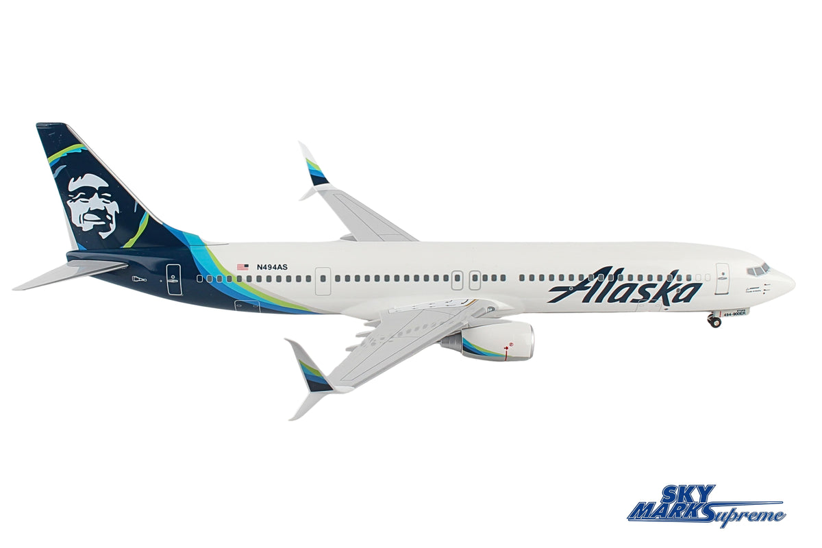 SKYMARKS ALASKA 737-900 1/100 W/WOOD STAND & GEAR The Airplane Shop.