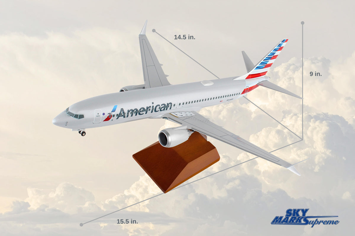 SKYMARKS AMERICAN 737MAX8 1/100 W/WOOD STAND & GEAR The Airplane Shop.