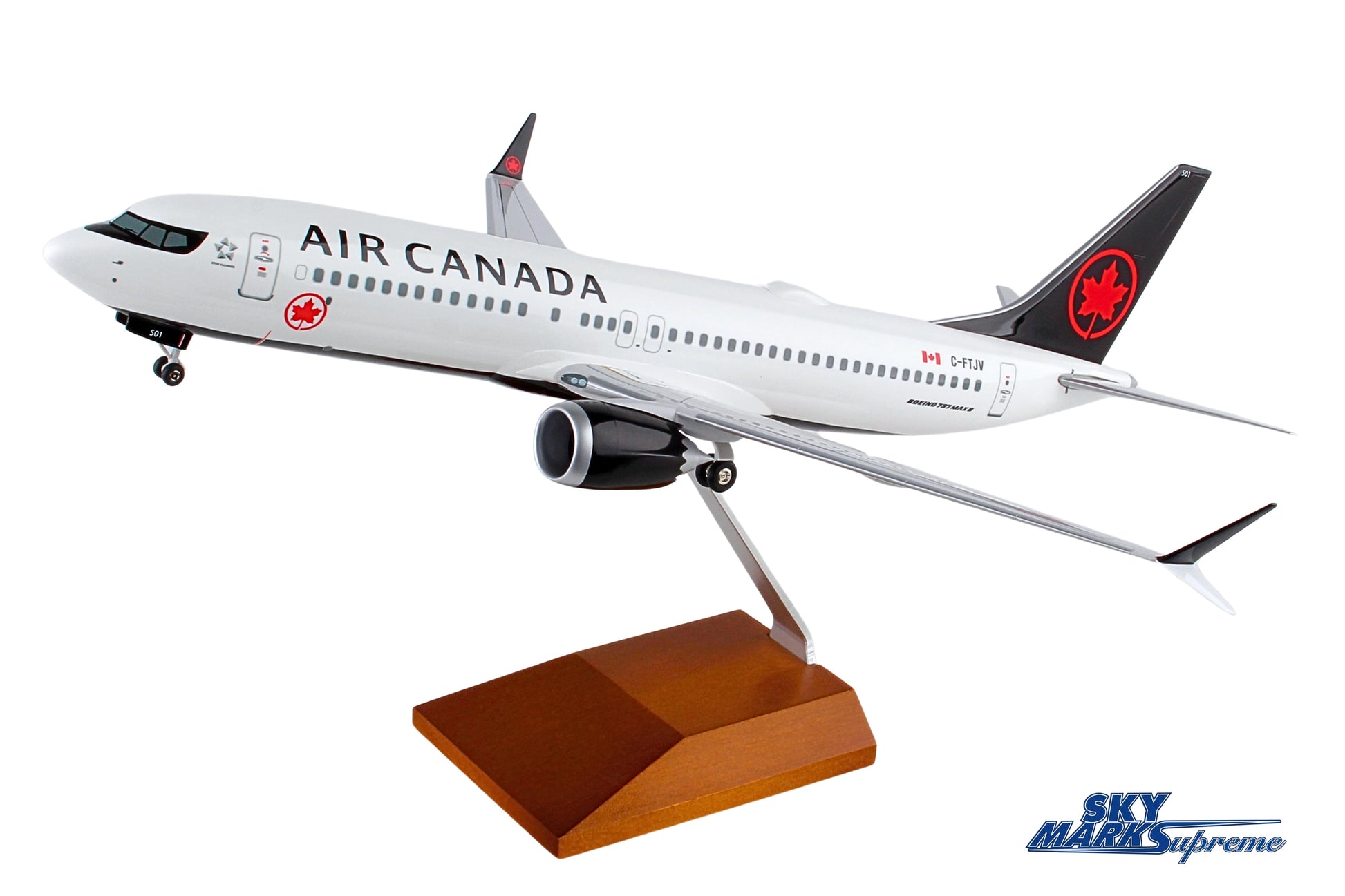 SKYMARKS AIR CANADA 737MAX8 1/100 W/WOOD STAND & GEAR The Airplane Shop.