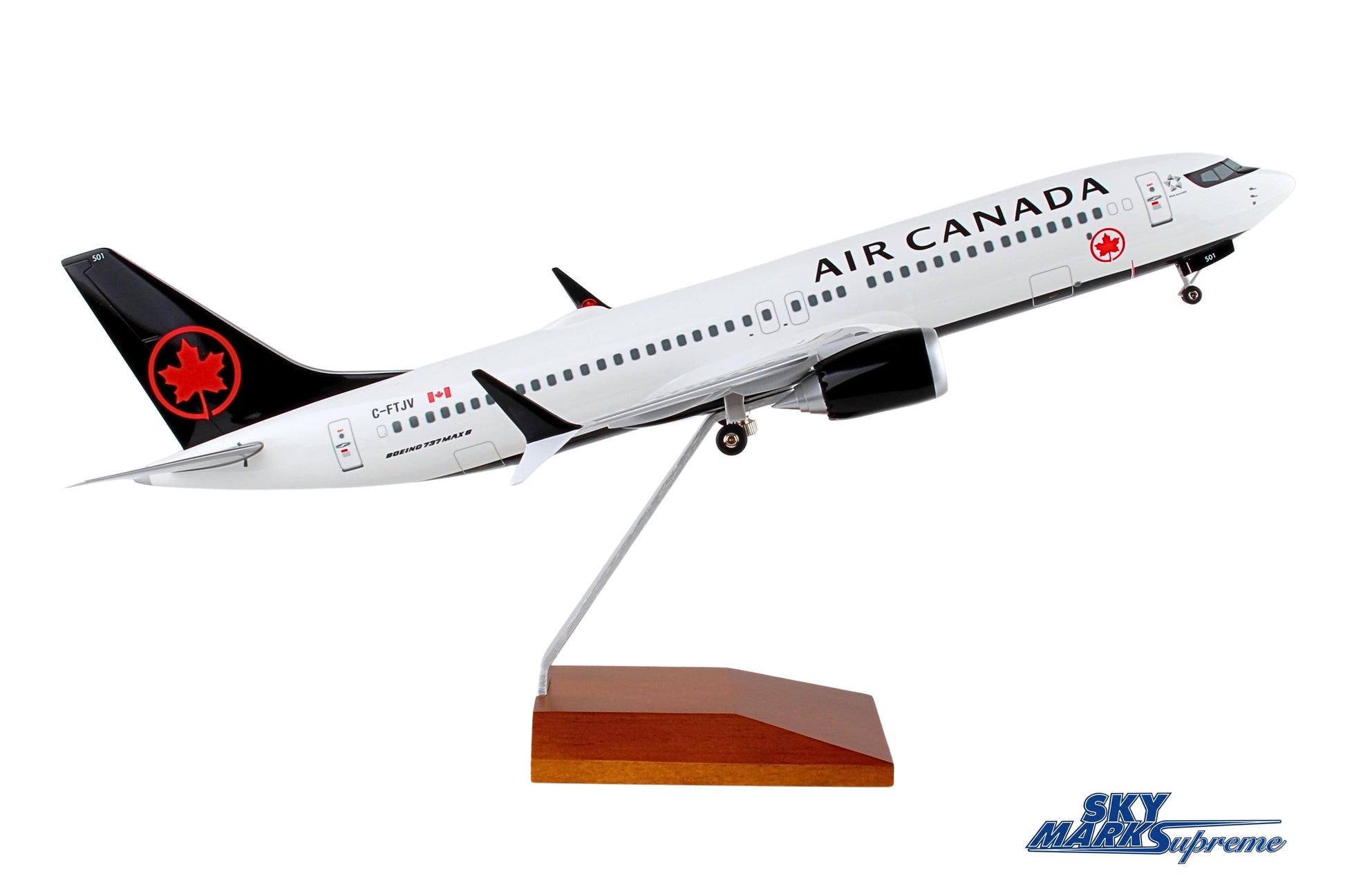 SKYMARKS AIR CANADA 737MAX8 1/100 W/WOOD STAND & GEAR The Airplane Shop.