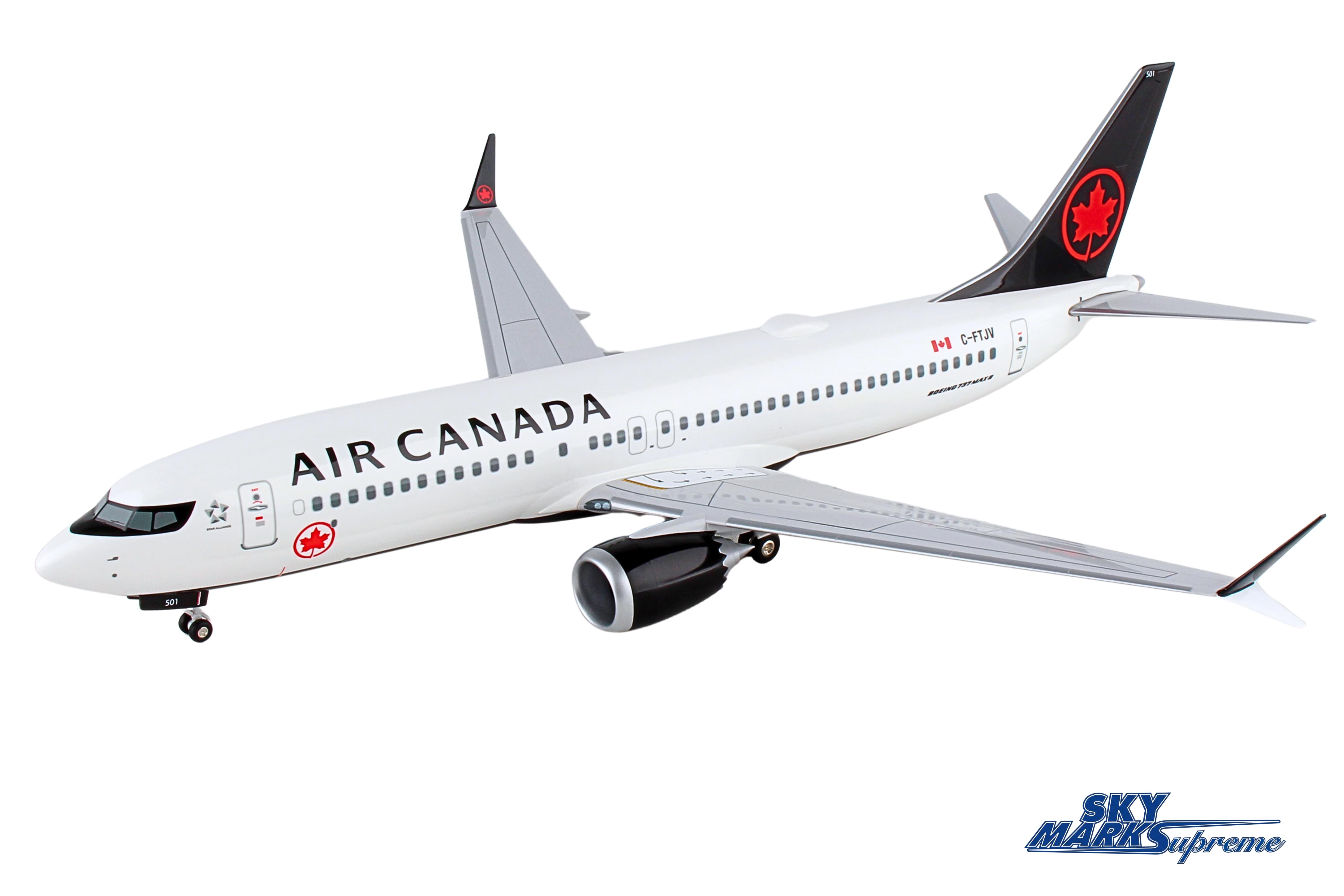 SKYMARKS AIR CANADA 737MAX8 1/100 W/WOOD STAND & GEAR The Airplane Shop.