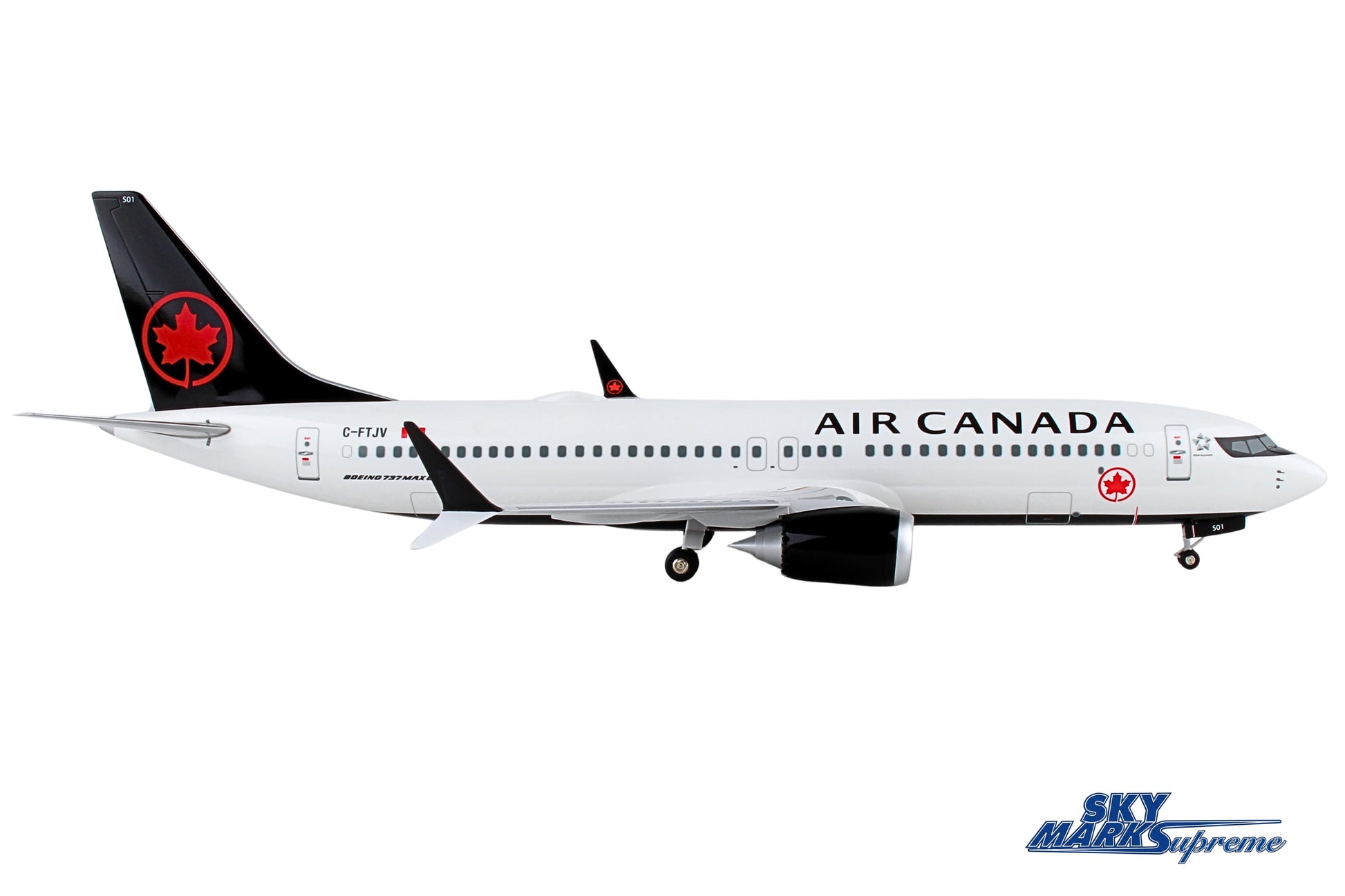 SKYMARKS AIR CANADA 737MAX8 1/100 W/WOOD STAND & GEAR The Airplane Shop.