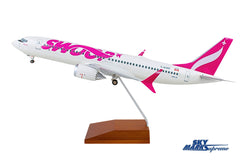 SKYMARKS SWOOP 737MAX8 1/100 W/WOOD STAND & GEAR (**) The Airplane Shop.