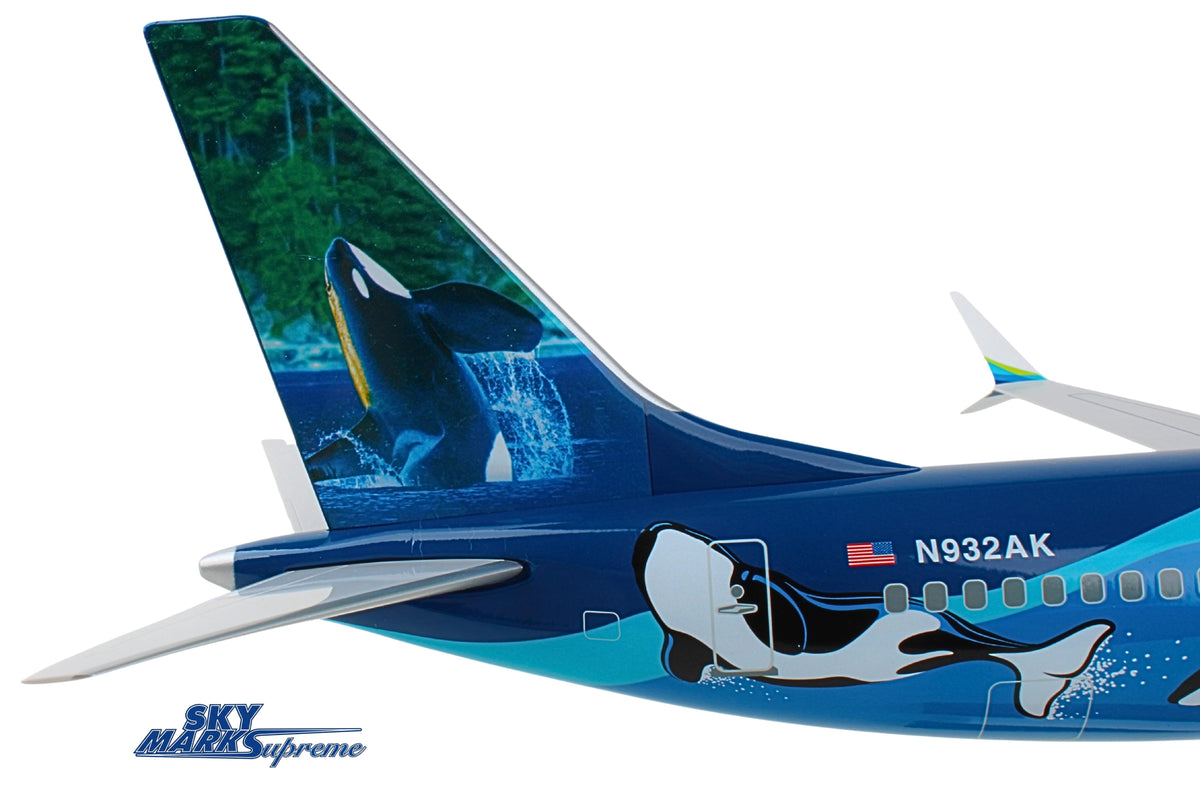 SKYMARKS ALASKA 737MAX9 1/100 ORCA W/WOOD STAND & GEAR The Airplane Shop.