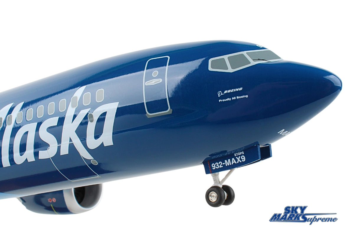 SKYMARKS ALASKA 737MAX9 1/100 ORCA W/WOOD STAND & GEAR The Airplane Shop.