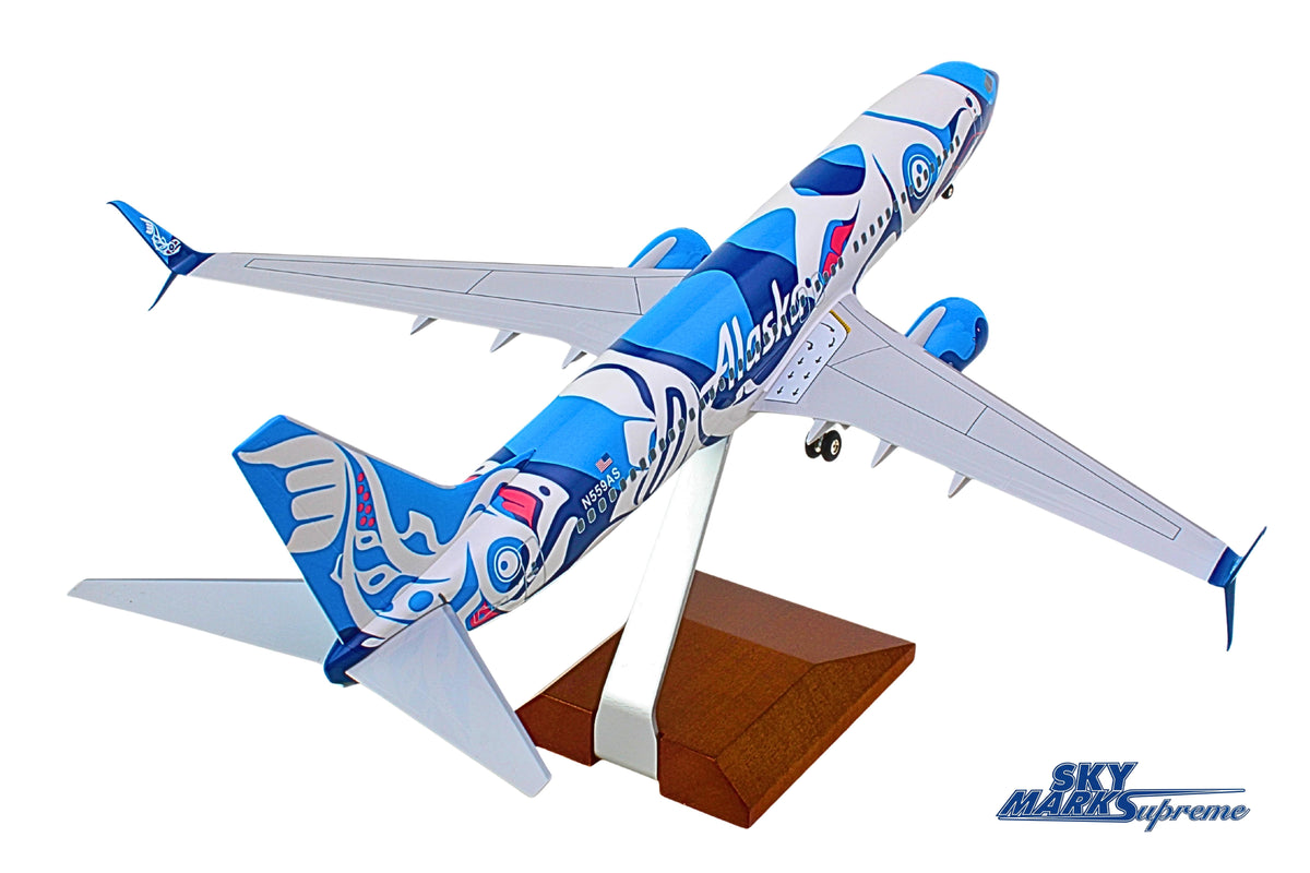 SKYMARKS ALASKA 737-800 1/100 SALMON W/WOOD STAND & GEAR The Airplane Shop.