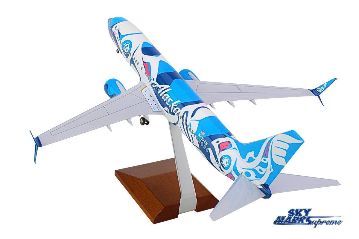 SKYMARKS ALASKA 737-800 1/100 SALMON W/WOOD STAND & GEAR The Airplane Shop.