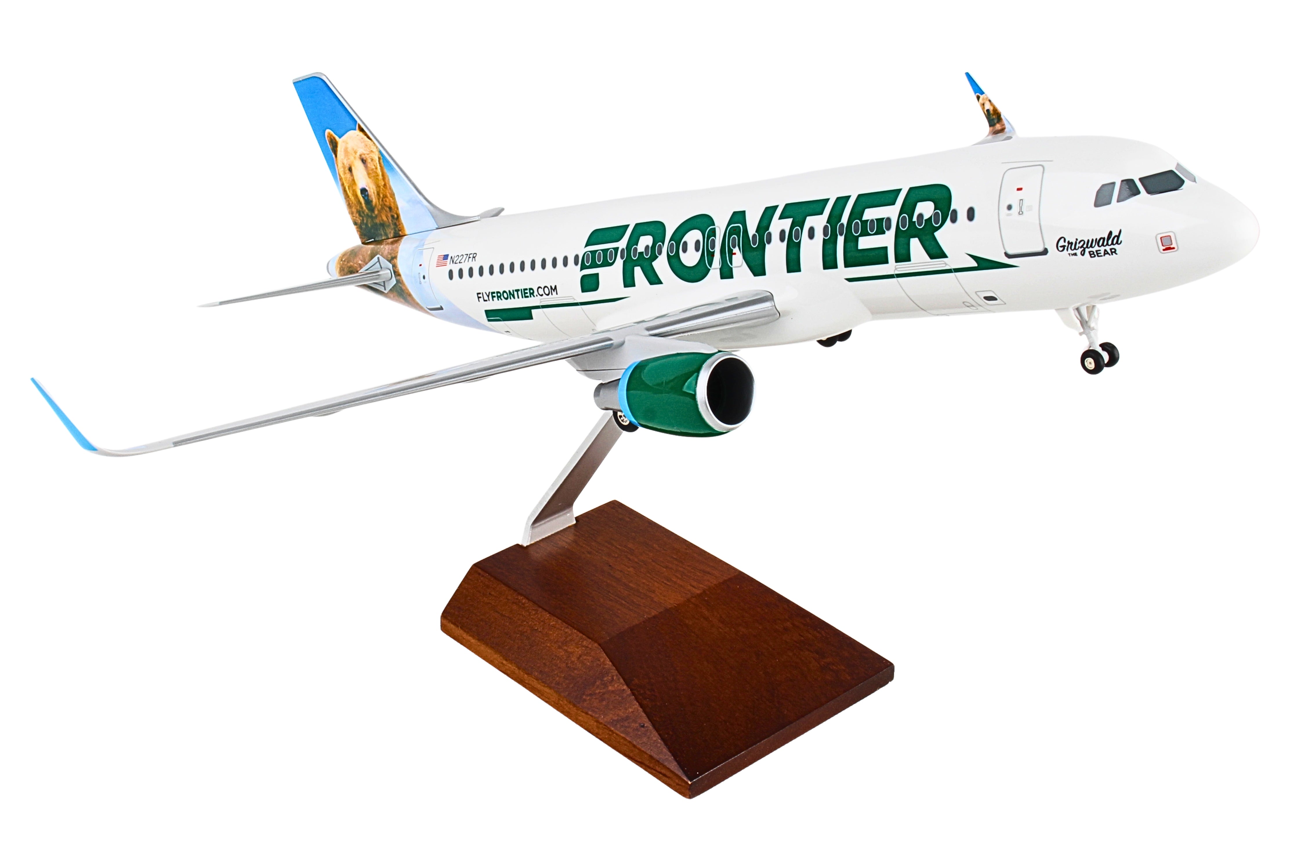 SKYMARKS FRONTIER A320 1/100 W/GEAR & WOOD STAND W/SHARKLETS