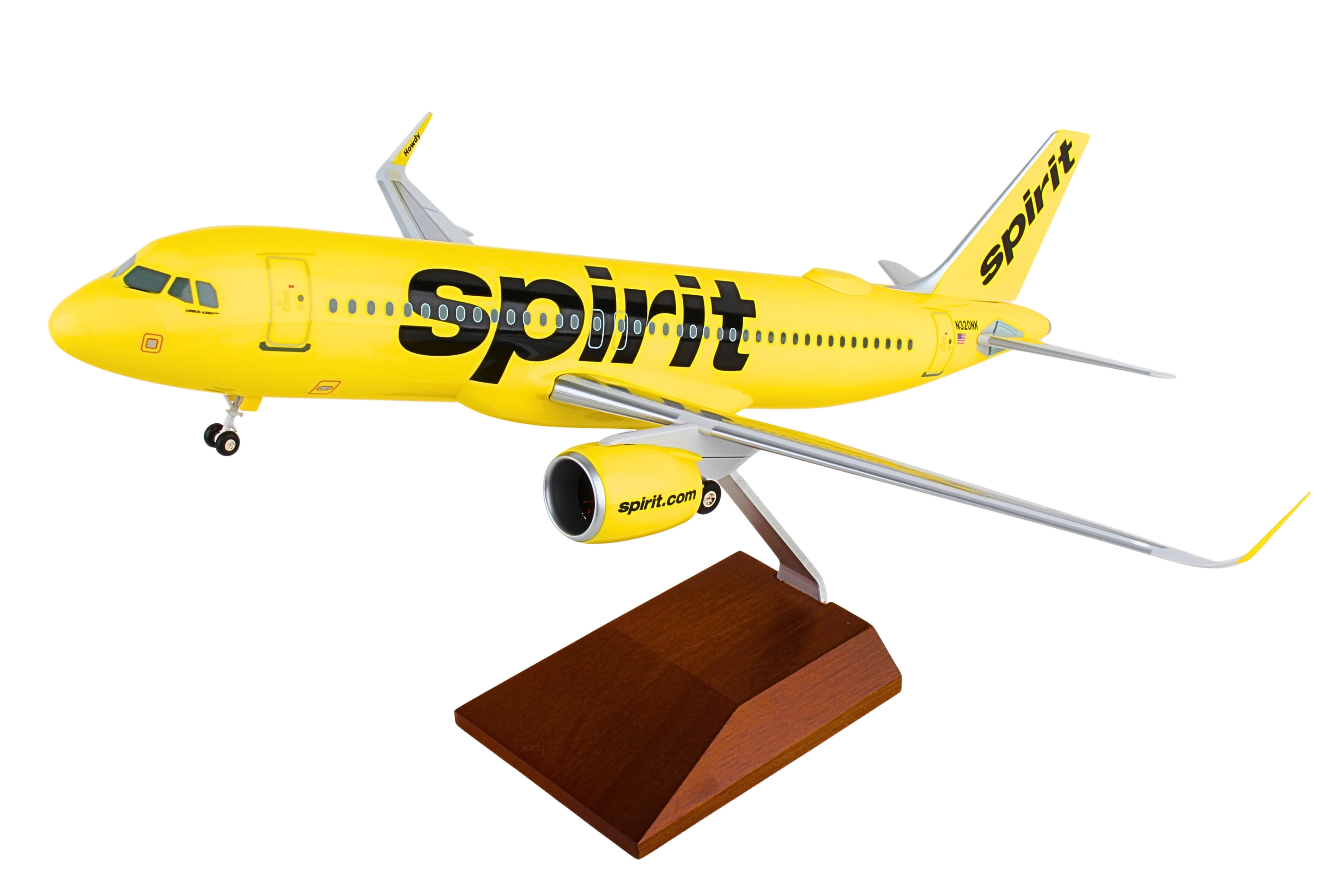 SKYMARKS SPIRIT A320NEO 1/100 W/WOOD STAND & GEAR &WIFI DOME