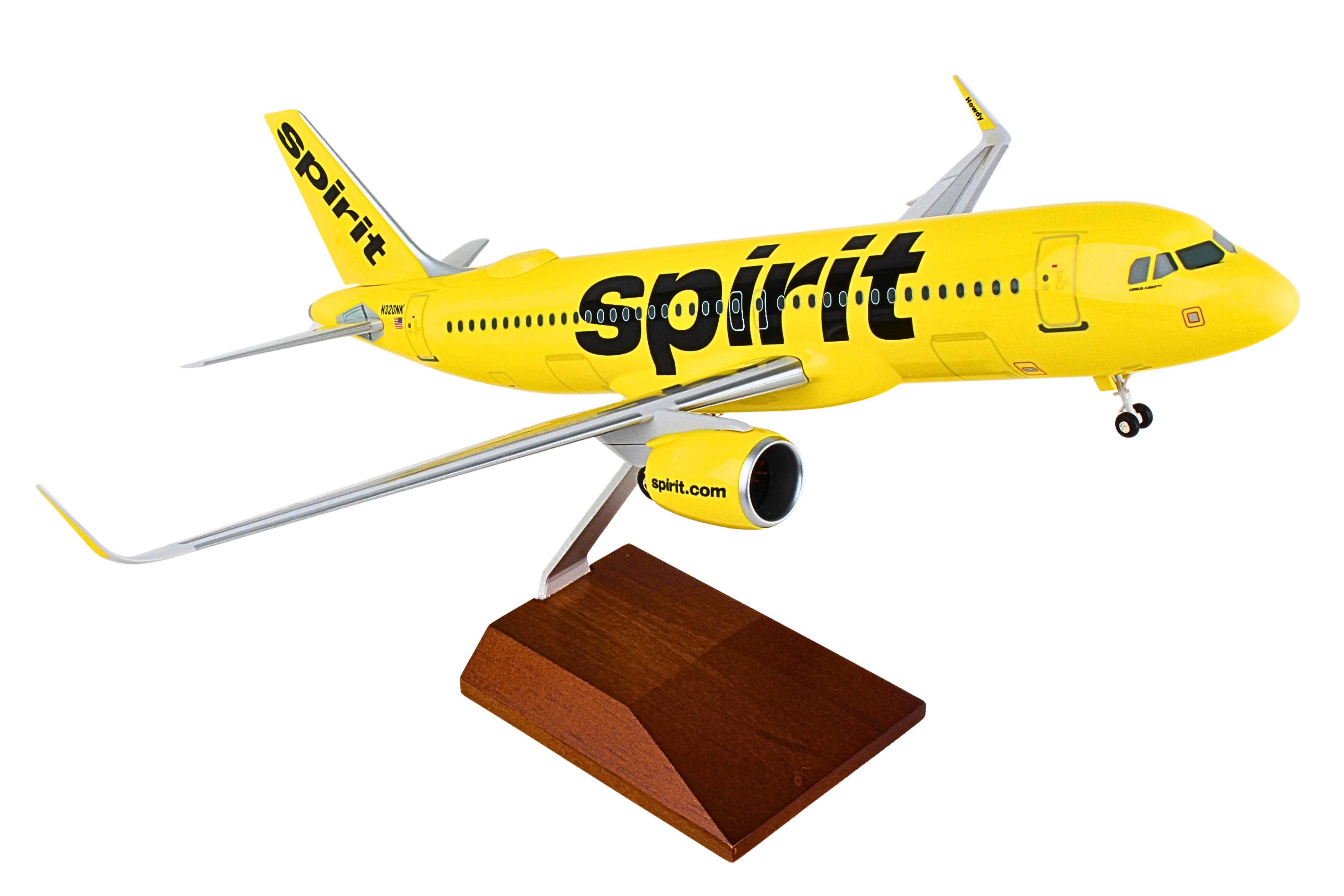 SKYMARKS SPIRIT A320NEO 1/100 W/WOOD STAND & GEAR &WIFI DOME