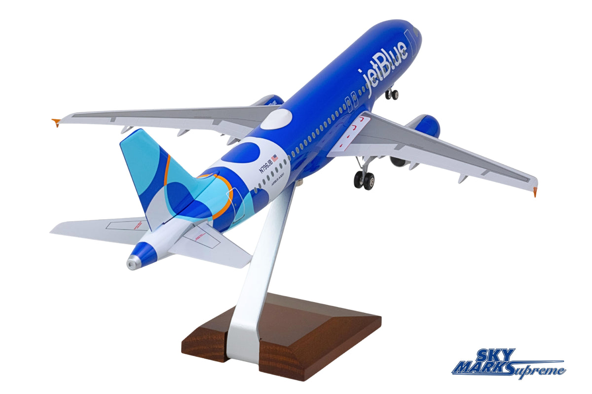 SKYMARKS JETBLUE A320 1/100 SPOTLIGHT W/WOOD STAND & GEAR The Airplane Shop.